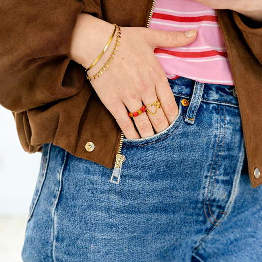 Bague GAGA ❤️🤎 Rouge & Marron