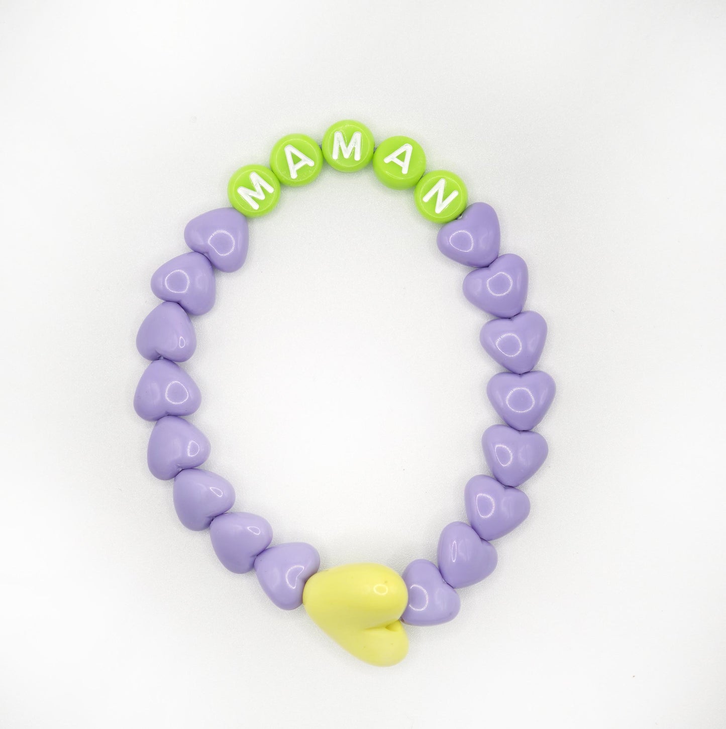 Bracelet GAGA - Lila, Citron vert & Maxi coeur Jaune flashy