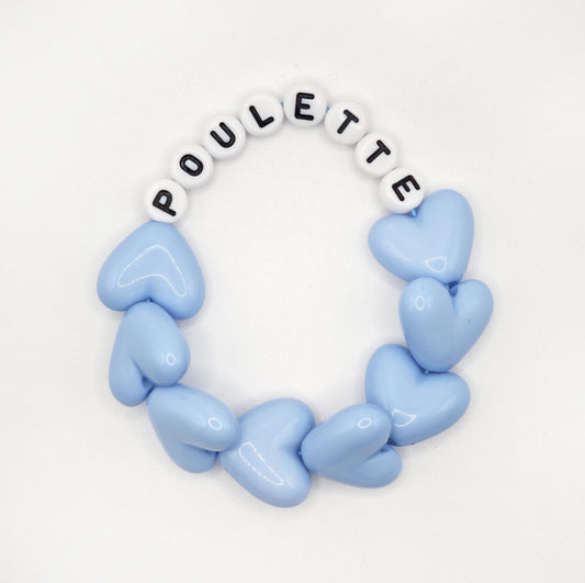 Bracelet GAGA - Full MAXI coeurs Bleu ciel & Blanc