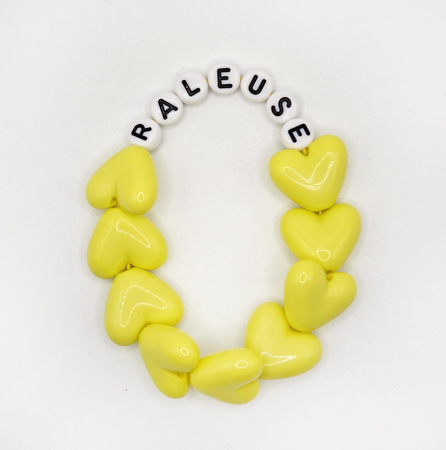 Bracelet GAGA - Full MAXI coeurs Jaune flashy & Blanc