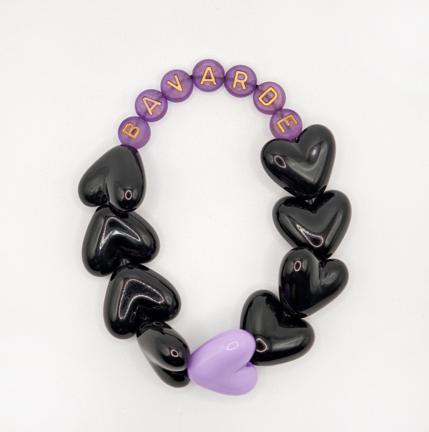 Bracelet GAGA - Full MAXI coeurs Noir & Violet doré