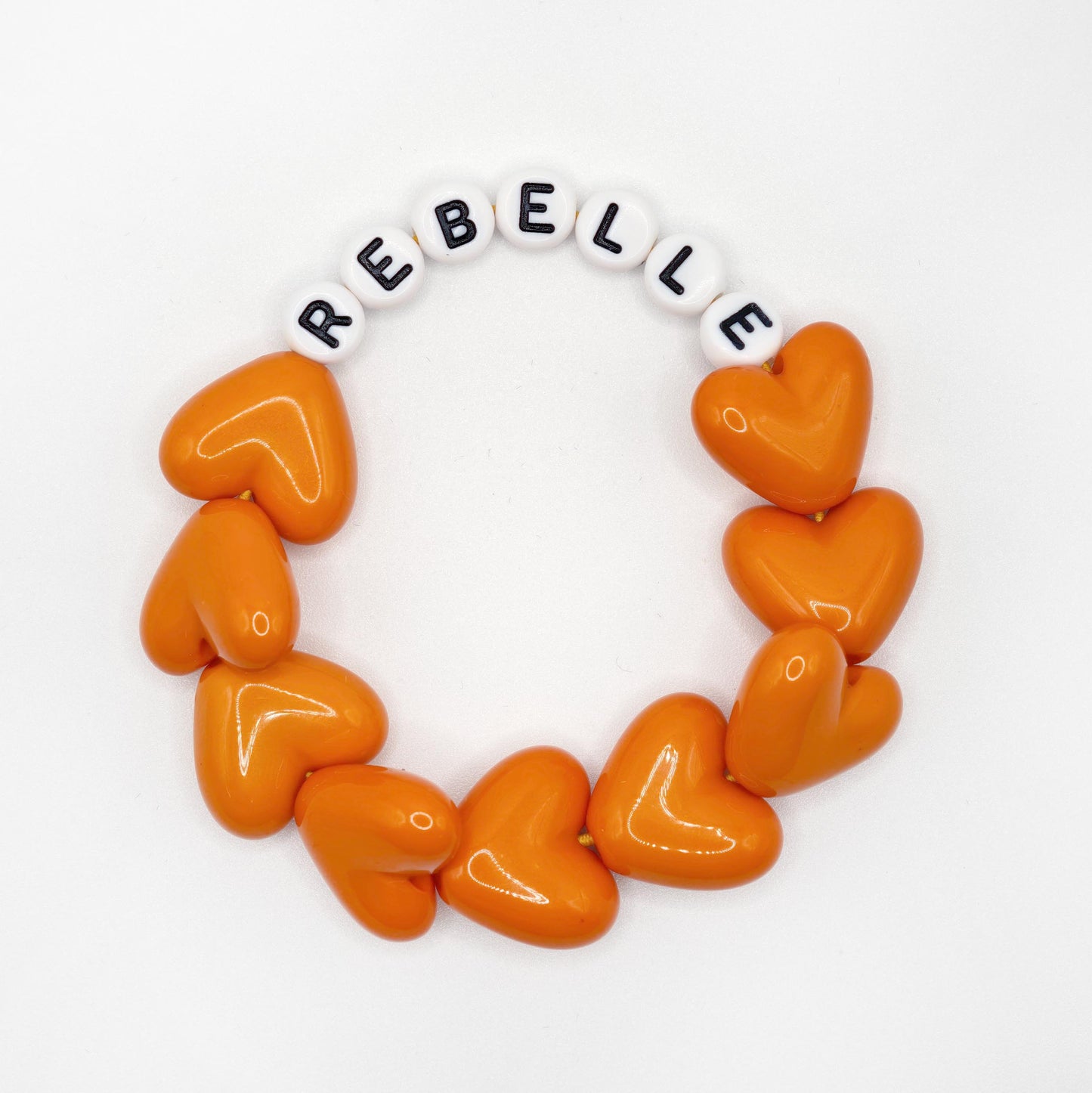 Bracelet GAGA - Full MAXI coeurs Orange & Blanc