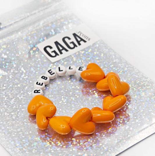 Bracelet GAGA - Full MAXI coeurs Orange & Blanc