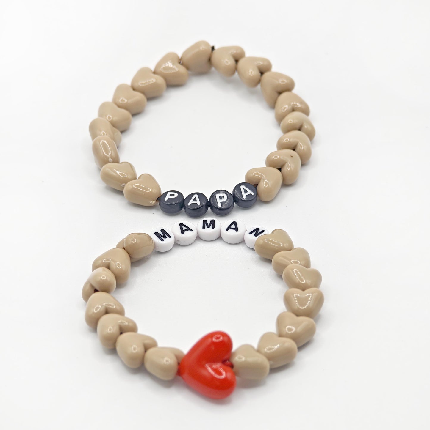 Duo de Bracelets - Café & Maxi coeur Rouge