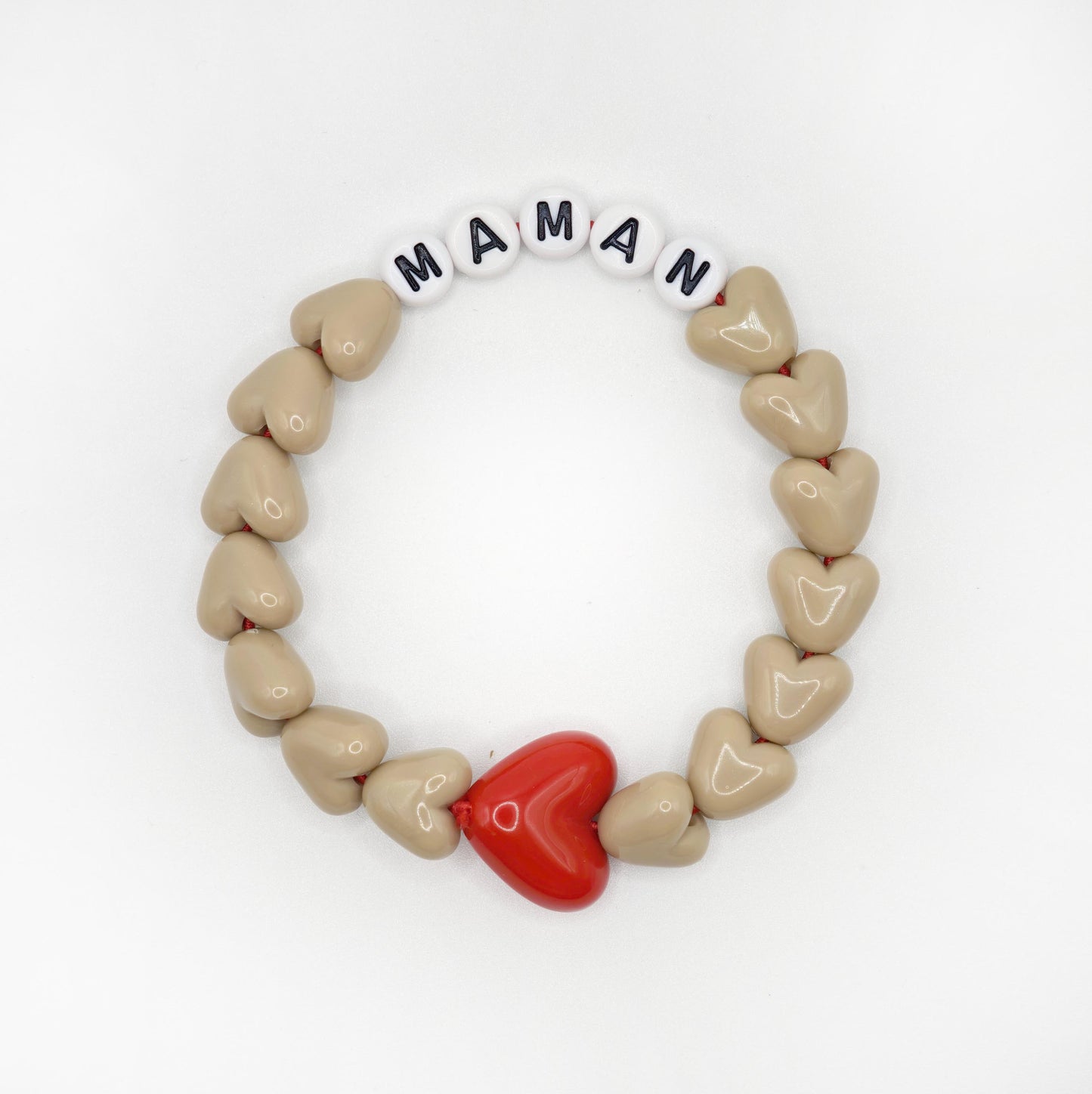 Duo de Bracelets - Café & Maxi coeur Rouge