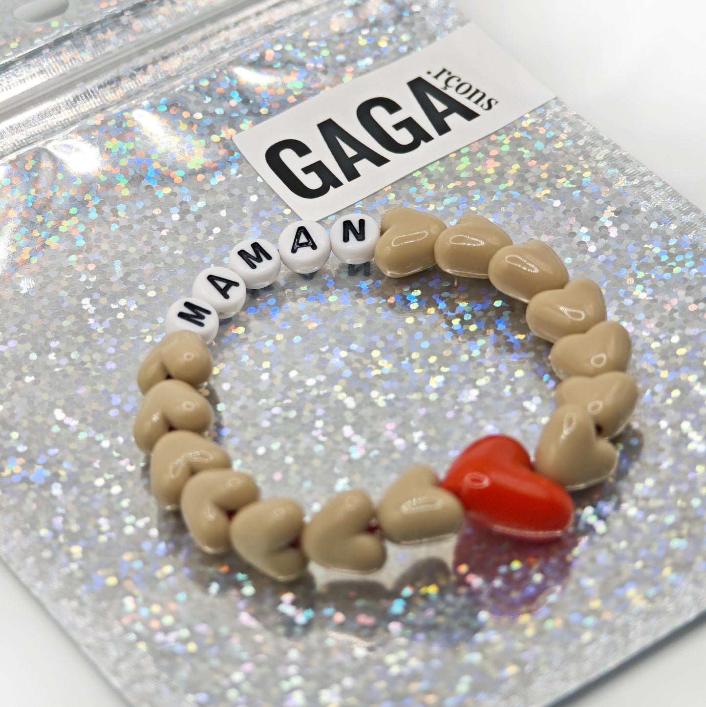 Duo de Bracelets - Café & Maxi coeur Rouge