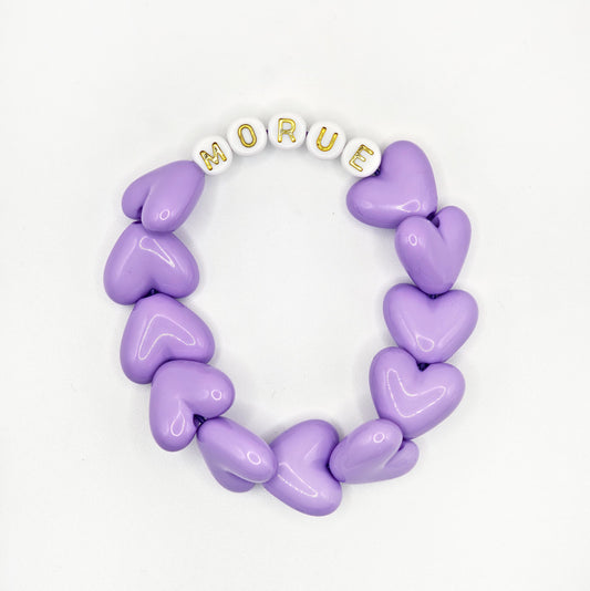 Bracelet GAGA - Full Maxi Coeur Lila & Blanc doré