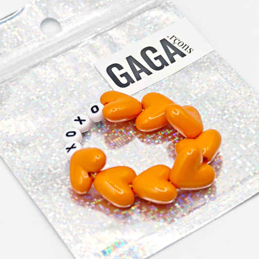 Bracelet GAGA - Maxi coeur Orange, Blanc & Noir