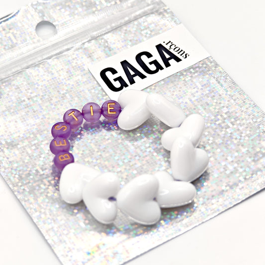 Bracelet GAGA - Maxi coeur Blanc, Violet & Doré