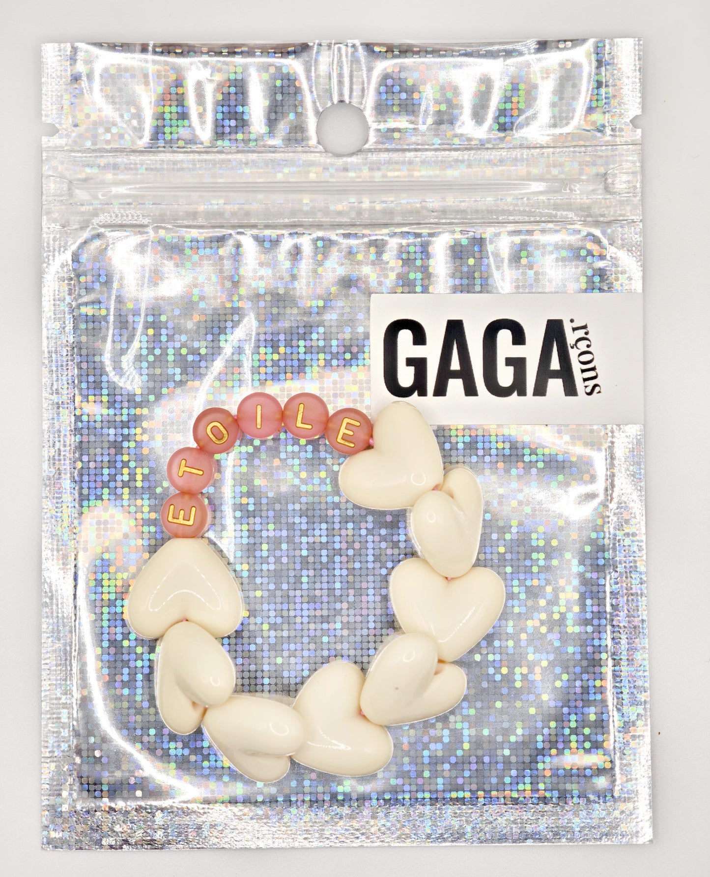 Bracelet GAGA - Maxi coeur beige & Terracotta doré