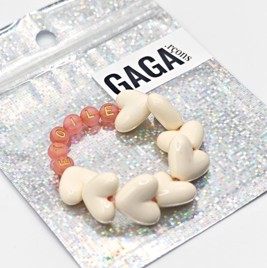 Bracelet GAGA - Maxi coeur beige & Terracotta doré