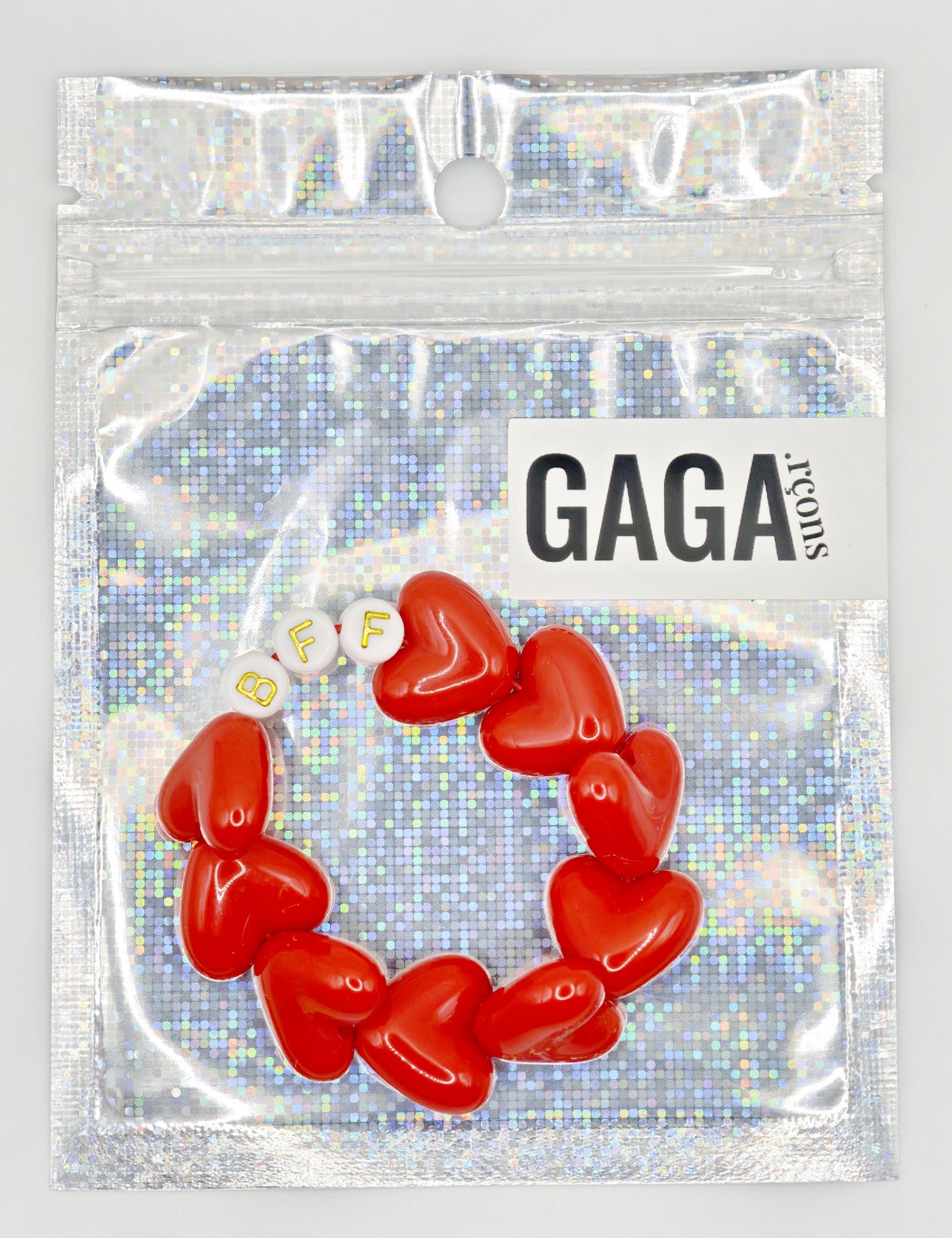 Bracelet GAGA - Maxi coeur Rouge & Blanc doré