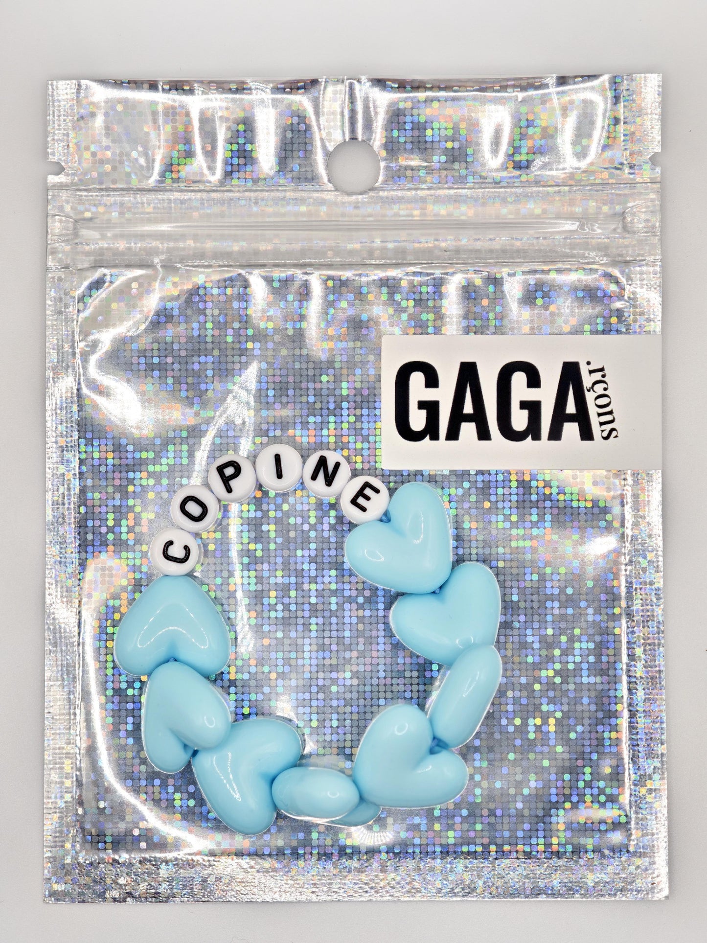 Bracelet GAGA - Maxi coeur Bleu turquoise & Blanc doré