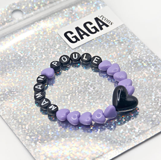 Bracelet GAGA - Lila, Noir & Maxi cœur 🖤