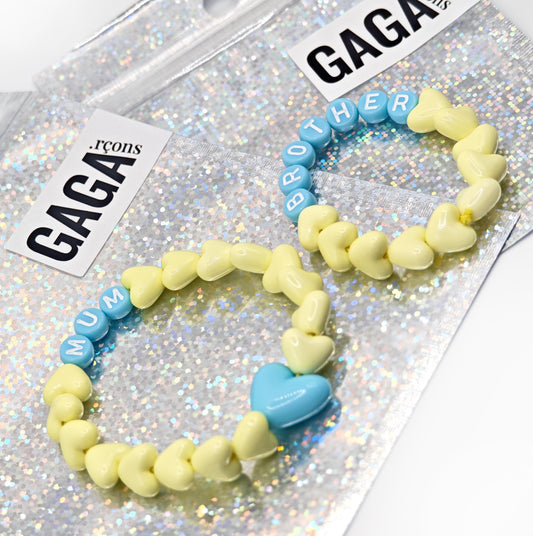 Duo de Bracelets - Citron & Bleu pastel (1 adulte + 1 enfant)