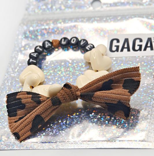Bracelet GAGA - Beige, Noir, đ€ & Maxi Noeud LĂ©opard