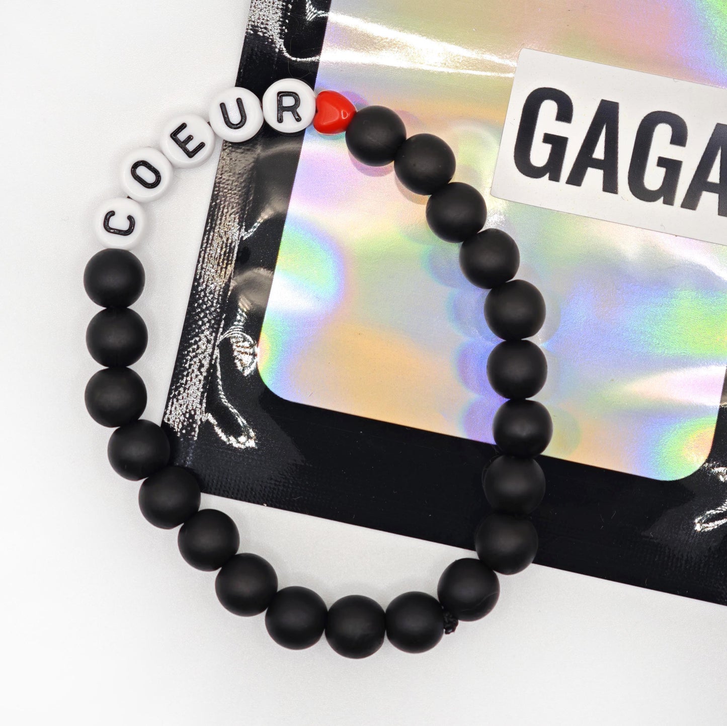 Bracelet GAGA - Noir & Mini coeur ❤️