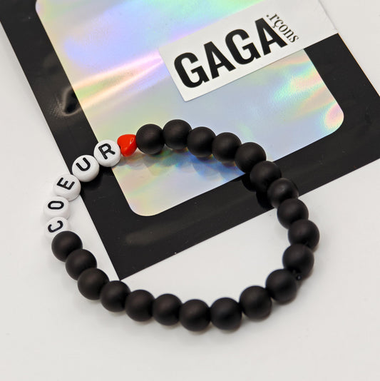 Bracelet GAGA - Noir & Mini coeur ❤️