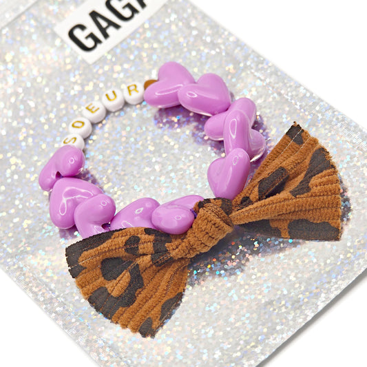 Bracelet GAGA - Maxi Violet 🤎 & Noeud Léopard
