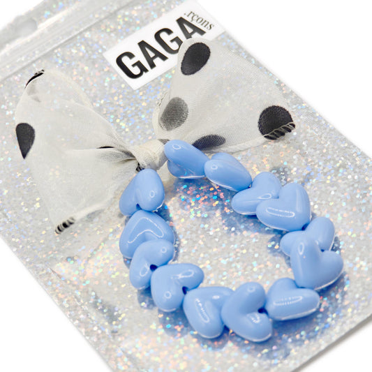 Bracelet GAGA - Only Bleu sixties & Maxi noeud Beige à Pois