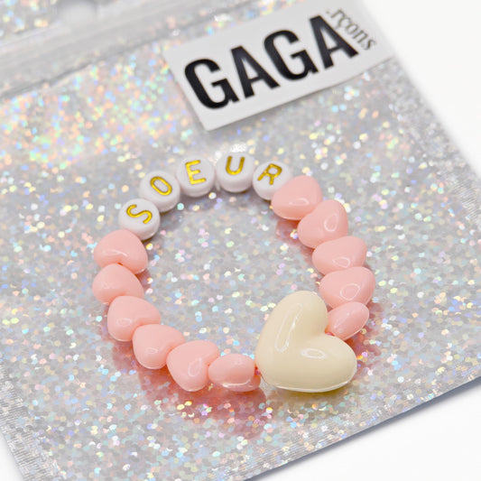 Bracelet GAGA - Candy & Maxi coeur Beige