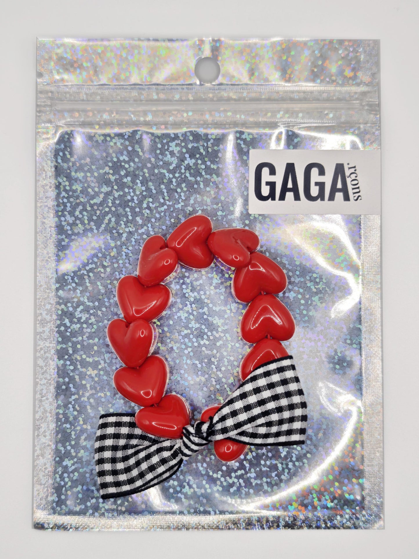 Bracelet GAGA - Only Rouge & Maxi Noeud Vichy