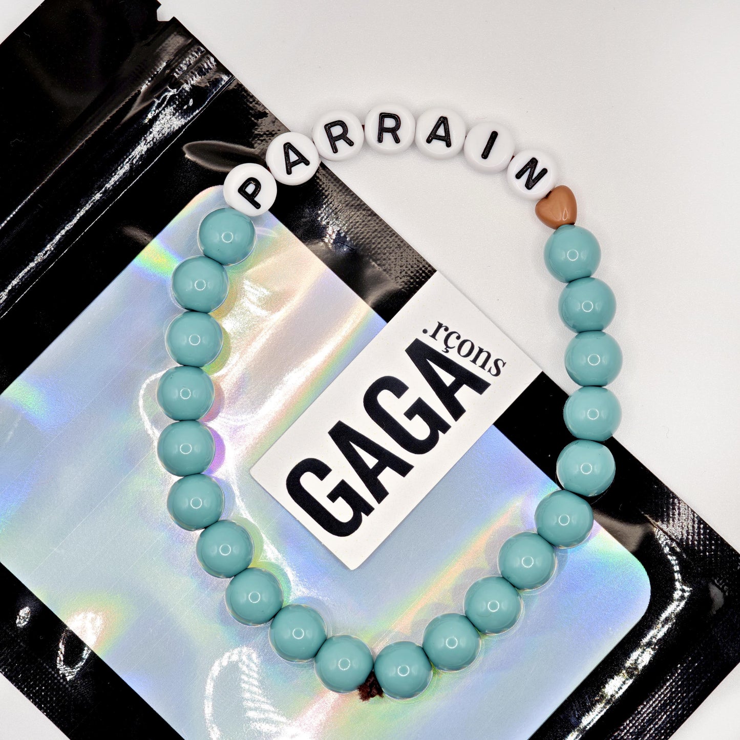 Bracelet GAGA - Bleu Lagon, blanc & Mini 🤎