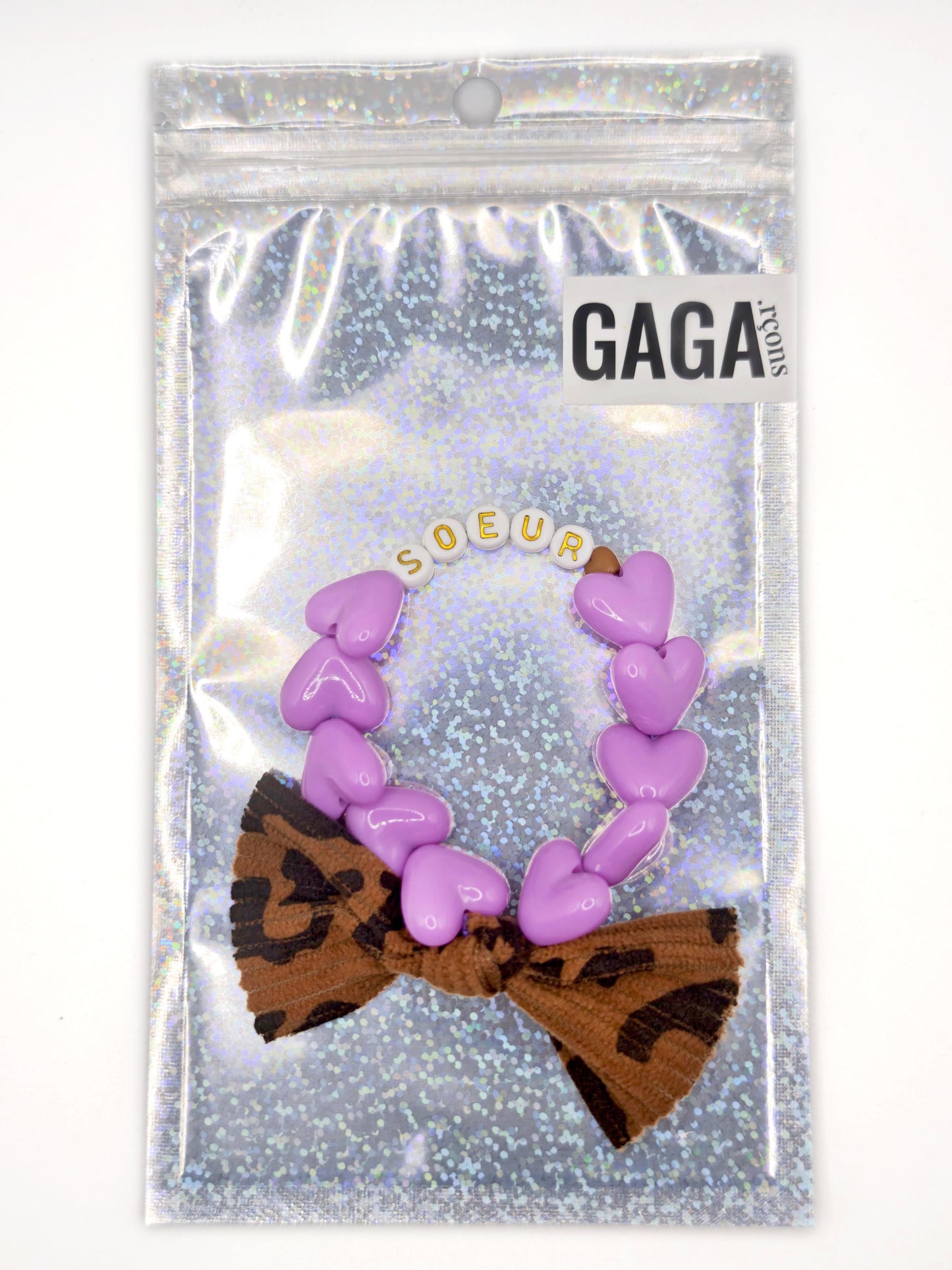 Bracelet GAGA - Maxi Violet đ€ & Noeud LĂ©opard