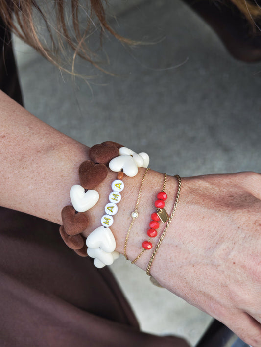 Bracelet GAGA - Maxi Rouge & Maxi Velours Marron