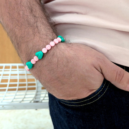 Bracelet GAGA - Vert flashy & Rose pastel