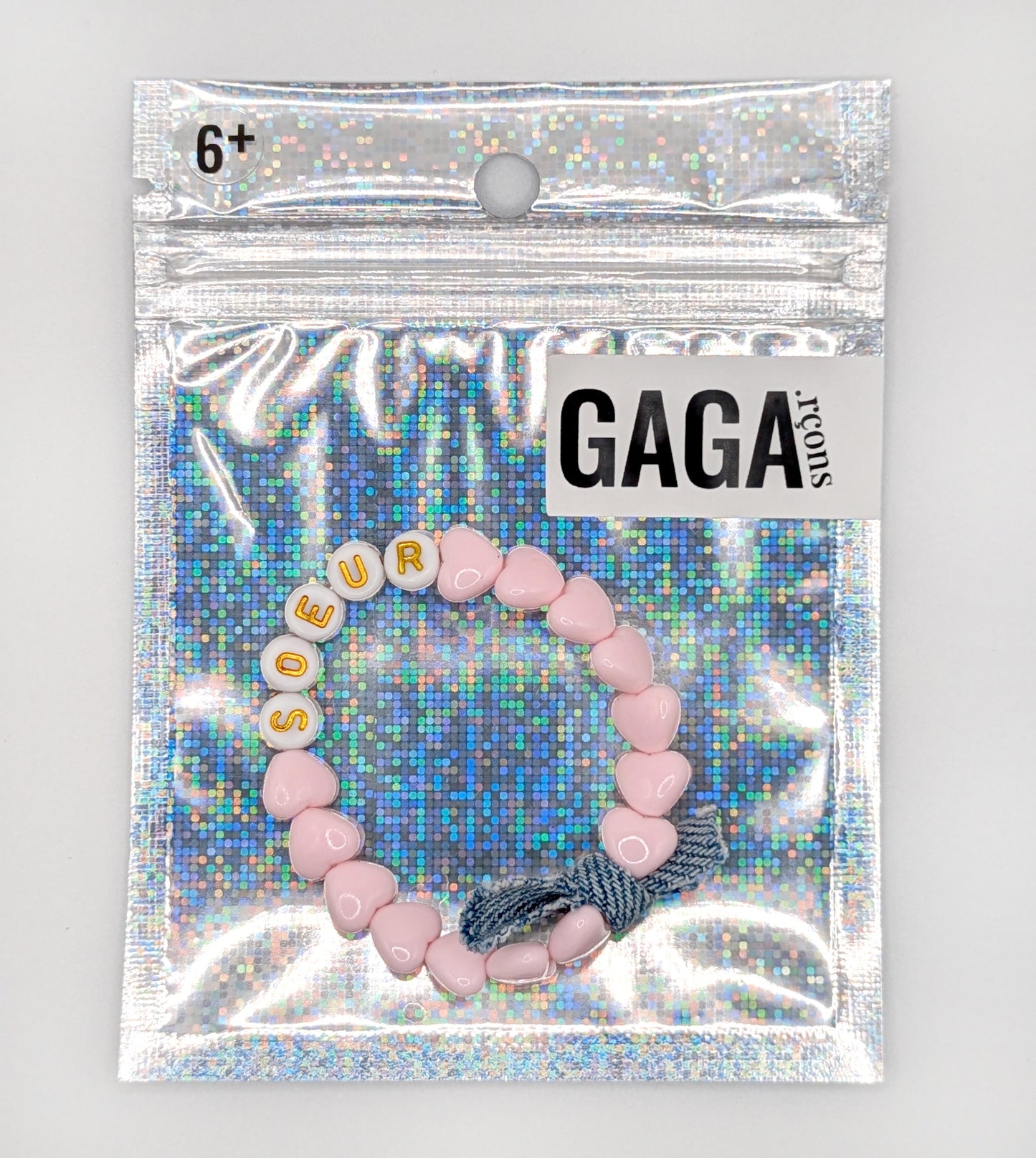 Bracelet GAGA - Rose pastel, Blanc doré & Jean