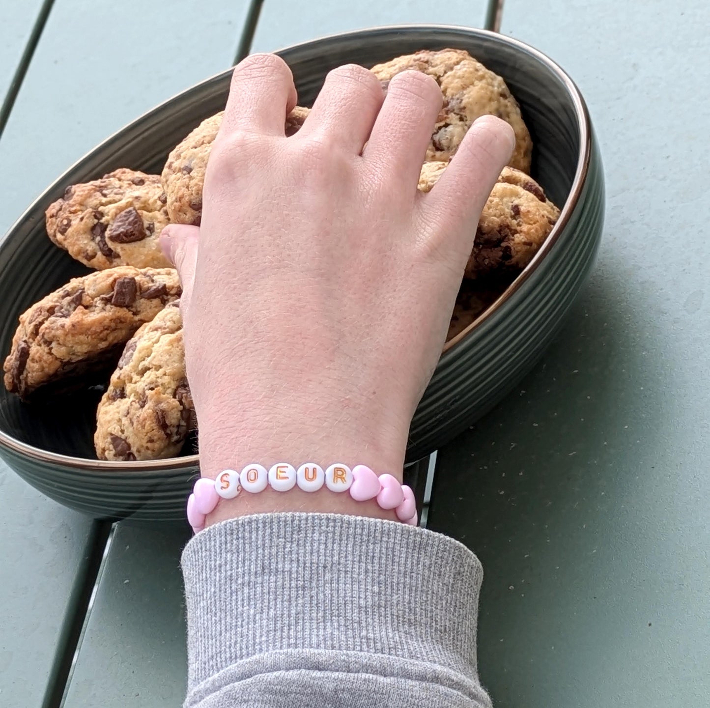 Bracelet GAGA - Rose pastel, Blanc doré & Jean