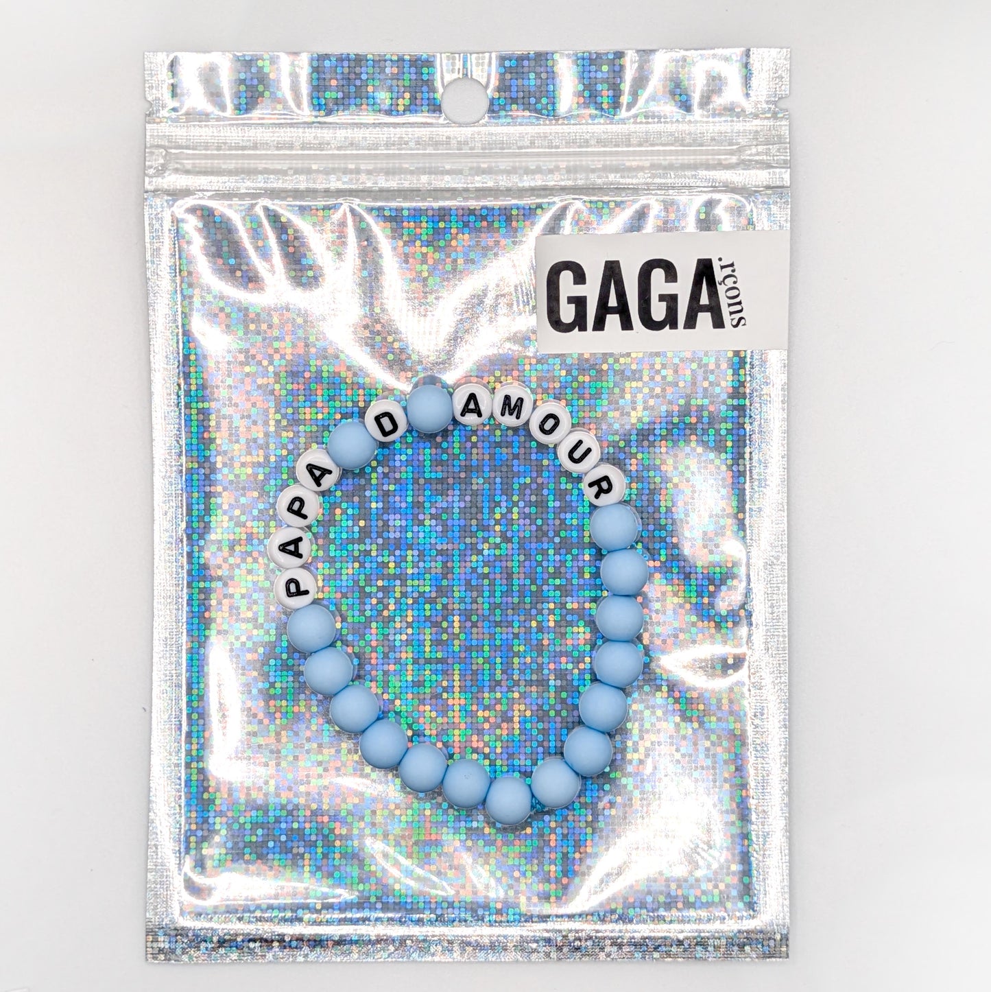 Bracelet GAGA - Bleu ciel mat & Blanc