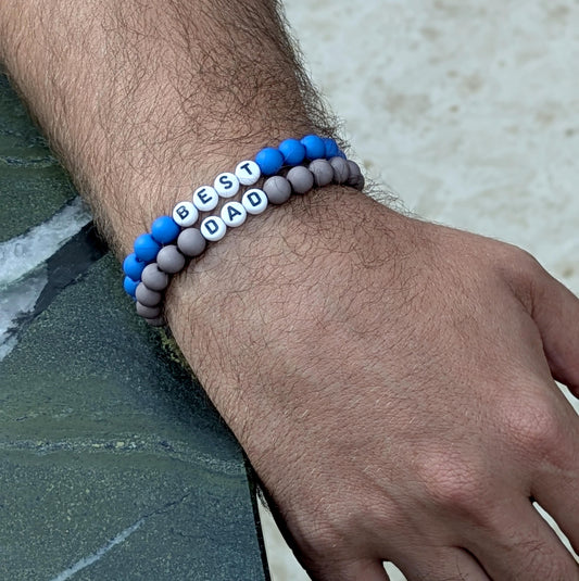 Double Bracelet GAGA - Bleu royal, Gris anthracite & Blanc