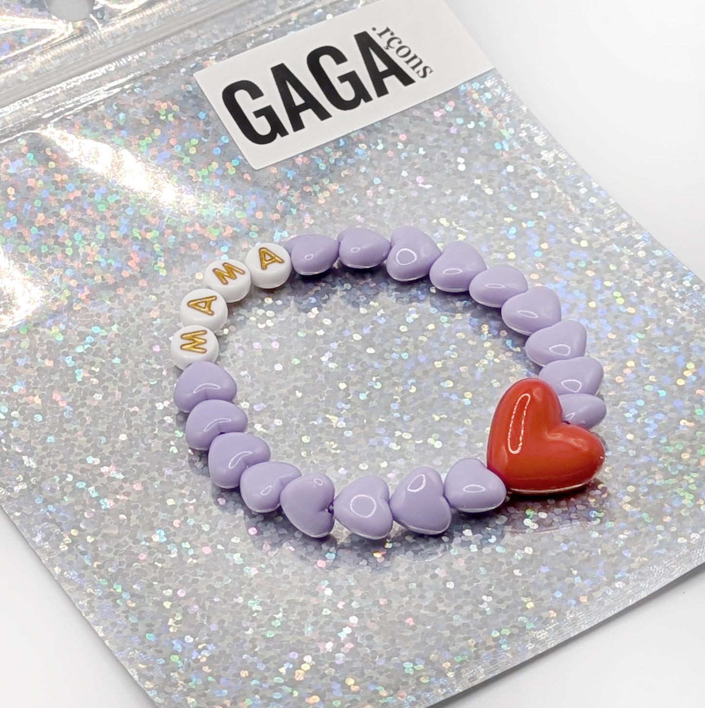 Bracelet GAGA - Lila, Blanc doré & Maxi coeur
