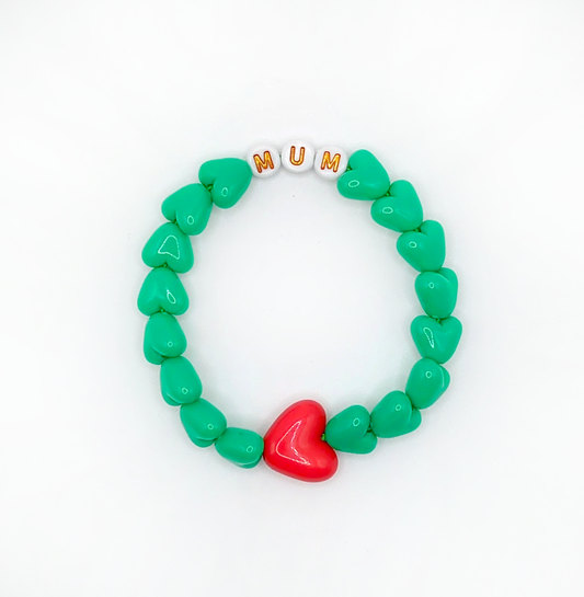 Bracelet GAGA - Vert flashy, Blanc doré & Maxi coeur