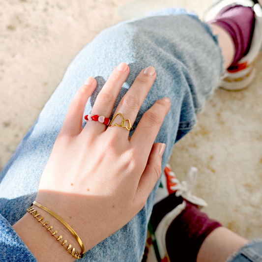 Bague GAGA ❤️💗 Rose & Rouge 💗❤️