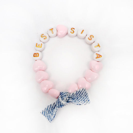 Bracelet GAGA - Rose pastel, Blanc doré & Jean