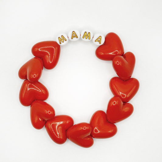 Bracelet GAGA - Full MAXI coeurs Rouge & Blanc doré