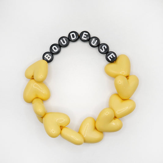 Bracelet GAGA - Full MAXI coeurs Jaune moutarde & Noir