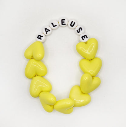 Bracelet GAGA - Full MAXI coeurs Jaune flashy & Blanc