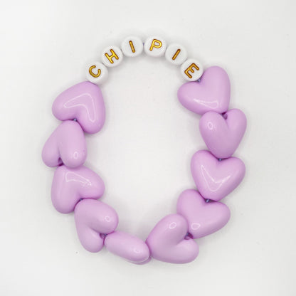 Bracelet GAGA - Full MAXI coeurs Lila & Blanc doré