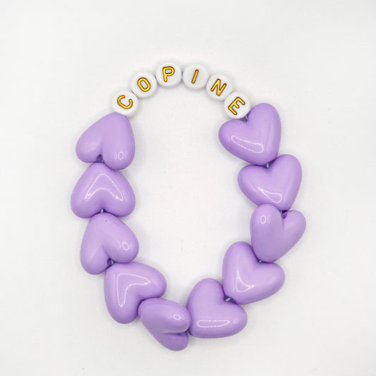 Bracelet GAGA - Full MAXI coeurs Violet & Blanc doré