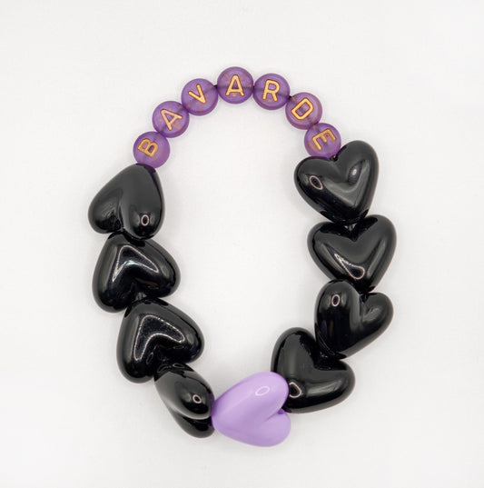 Bracelet GAGA - Full MAXI coeurs Noir & Violet doré