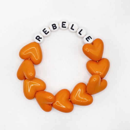Bracelet GAGA - Full MAXI coeurs Orange & Blanc