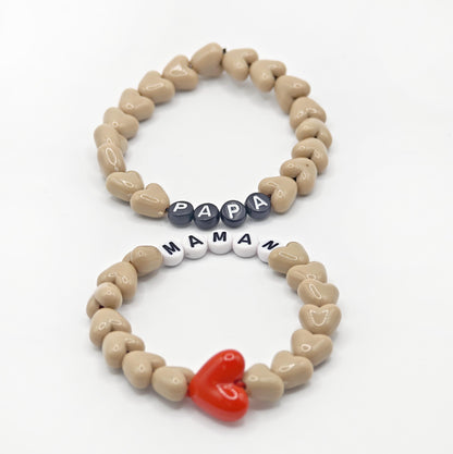 Duo de Bracelets - Café & Maxi coeur Rouge