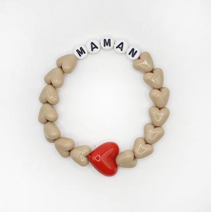 Duo de Bracelets - Café & Maxi coeur Rouge