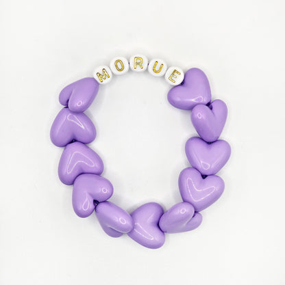 Bracelet GAGA - Full Maxi Coeur Lila & Blanc doré