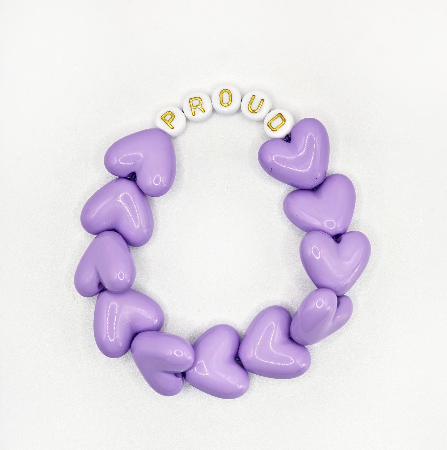 Bracelet GAGA - Full Maxi Coeur Lila & Blanc doré