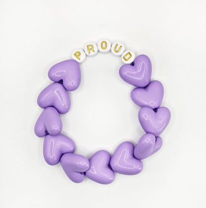 Bracelet GAGA - Full Maxi Coeur Lila & Blanc doré